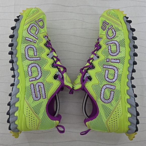 Adidas Womens Vigor TR Black Neon Yellow Purple Trail Running Shoes G66615 Sz 10 - Picture 10 of 15